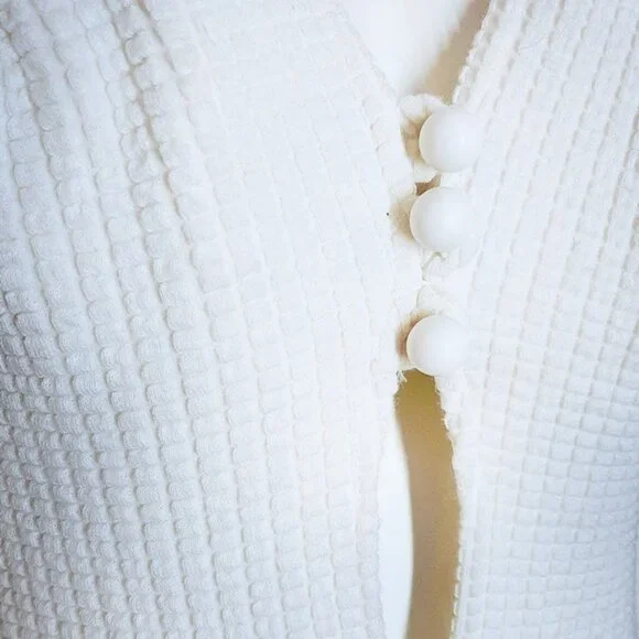 1970s True Vintage White One Piece Knit Swimsuit With A Plunging Open Front - Picture 7 of 13